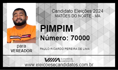 Candidato PIMPIM 2024 - MATÕES DO NORTE - Eleições