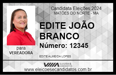 Candidato EDITE DE JOÃO  BRANCO 2024 - MATÕES DO NORTE - Eleições