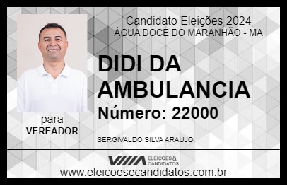 Candidato DIDI DA AMBULANCIA 2024 - ÁGUA DOCE DO MARANHÃO - Eleições