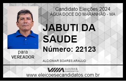 Candidato JABUTI DA SAUDE 2024 - ÁGUA DOCE DO MARANHÃO - Eleições