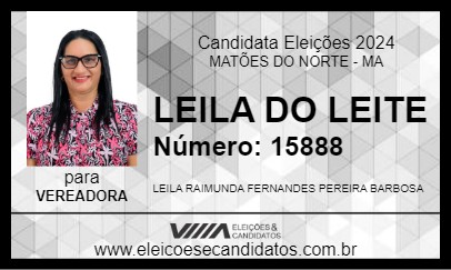 Candidato LEILA DO LEITE 2024 - MATÕES DO NORTE - Eleições