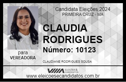 Candidato CLAUDIA RODRIGUES 2024 - PRIMEIRA CRUZ - Eleições