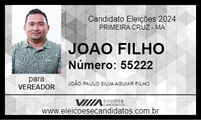 Candidato JOAO FILHO 2024 - PRIMEIRA CRUZ - Eleições