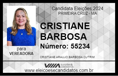 Candidato CRISTIANE BARBOSA 2024 - PRIMEIRA CRUZ - Eleições