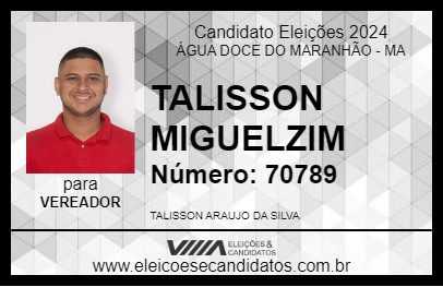 Candidato TALISSON MIGUELZIM 2024 - ÁGUA DOCE DO MARANHÃO - Eleições