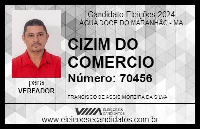 Candidato CIZIM DO COMERCIO 2024 - ÁGUA DOCE DO MARANHÃO - Eleições