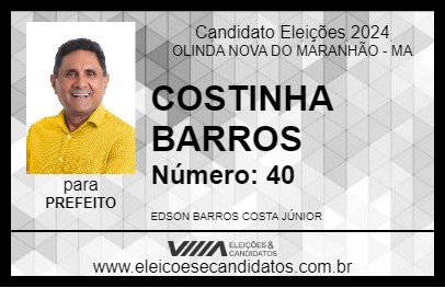 Candidato COSTINHA BARROS 2024 - OLINDA NOVA DO MARANHÃO - Eleições