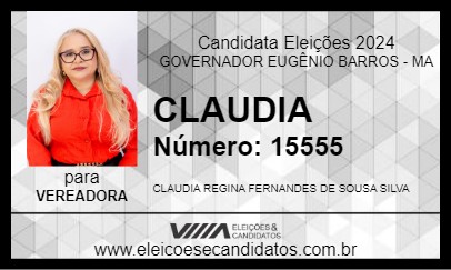 Candidato CLAUDIA 2024 - GOVERNADOR EUGÊNIO BARROS - Eleições