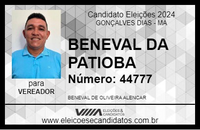 Candidato BENEVAL DA PATIOBA 2024 - GONÇALVES DIAS - Eleições