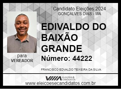 Candidato EDIVALDO DO BAIXÃO GRANDE 2024 - GONÇALVES DIAS - Eleições