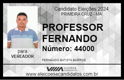 Candidato PROFESSOR FERNANDO 2024 - PRIMEIRA CRUZ - Eleições