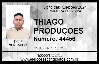 Candidato THIAGO PRODUÇÕES 2024 - PRIMEIRA CRUZ - Eleições