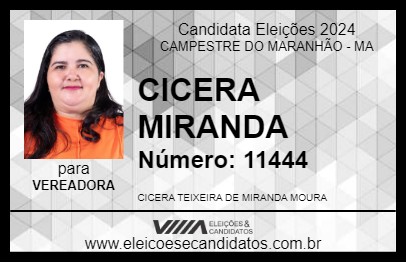 Candidato CICERA MIRANDA 2024 - CAMPESTRE DO MARANHÃO - Eleições