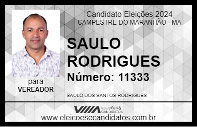 Candidato SAULO RODRIGUES 2024 - CAMPESTRE DO MARANHÃO - Eleições