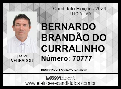 Candidato BERNARDO BRANDÃO DO CURRALINHO 2024 - TUTÓIA - Eleições