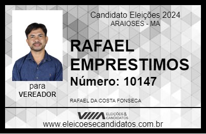 Candidato RAFAEL EMPRESTIMOS 2024 - ARAIOSES - Eleições