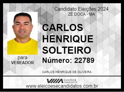 Candidato CARLOS HENRIQUE SOLTEIRO 2024 - ZÉ DOCA - Eleições