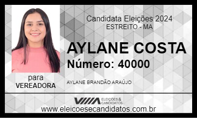 Candidato AYLANE COSTA 2024 - ESTREITO - Eleições