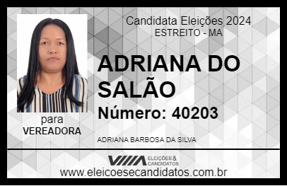 Candidato ADRIANA DO SALÃO 2024 - ESTREITO - Eleições