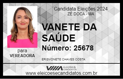 Candidato VANETE DA SAÚDE 2024 - ZÉ DOCA - Eleições