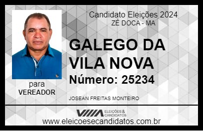 Candidato GALEGO DA VILA NOVA 2024 - ZÉ DOCA - Eleições