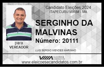 Candidato SERGINHO DA MALVINAS 2024 - ITAPECURU MIRIM - Eleições