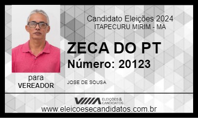 Candidato ZECA DO PT 2024 - ITAPECURU MIRIM - Eleições