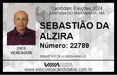 Candidato SEBASTIÃO DA ALZIRA 2024 - SANTANA DO MARANHÃO - Eleições