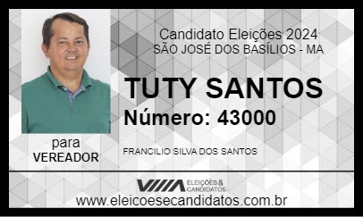 Candidato TUTY SANTOS 2024 - SÃO JOSÉ DOS BASÍLIOS - Eleições