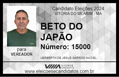 Candidato BETO DO JAPÃO 2024 - VITÓRIA DO MEARIM - Eleições