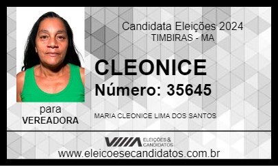 Candidato CLEONICE 2024 - TIMBIRAS - Eleições