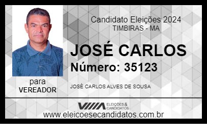 Candidato JOSÉ CARLOS 2024 - TIMBIRAS - Eleições