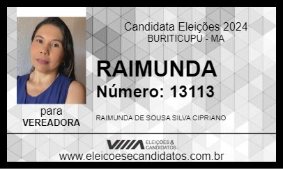 Candidato RAIMUNDA 2024 - BURITICUPU - Eleições