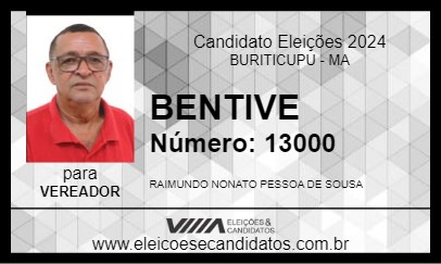 Candidato BENTIVE 2024 - BURITICUPU - Eleições