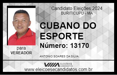 Candidato CUBANO DO ESPORTE 2024 - BURITICUPU - Eleições