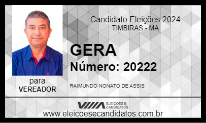 Candidato GERA 2024 - TIMBIRAS - Eleições