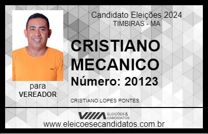 Candidato CRISTIANO MECANICO 2024 - TIMBIRAS - Eleições