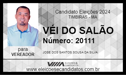 Candidato VÉI DO SALÃO 2024 - TIMBIRAS - Eleições