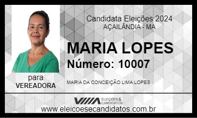 Candidato MARIA LOPES 2024 - AÇAILÂNDIA - Eleições