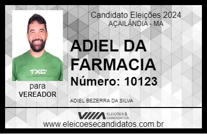 Candidato ADIEL DA FARMACIA 2024 - AÇAILÂNDIA - Eleições