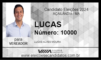 Candidato LUCAS 2024 - AÇAILÂNDIA - Eleições