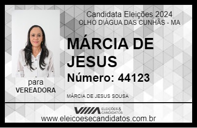 Candidato MÁRCIA DE JESUS 2024 - OLHO D\ÁGUA DAS CUNHÃS - Eleições