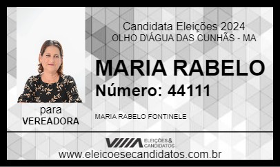 Candidato MARIA RABELO 2024 - OLHO D\ÁGUA DAS CUNHÃS - Eleições