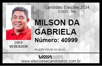 Candidato MILSON DA GABRIELA 2024 - CODÓ - Eleições