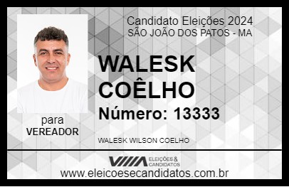 Candidato WALESK COÊLHO 2024 - SÃO JOÃO DOS PATOS - Eleições