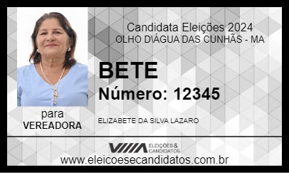 Candidato BETE 2024 - OLHO D\ÁGUA DAS CUNHÃS - Eleições