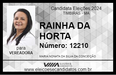 Candidato RAINHA DA HORTA 2024 - TIMBIRAS - Eleições