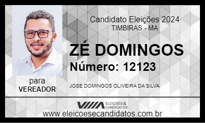 Candidato ZÉ DOMINGOS 2024 - TIMBIRAS - Eleições