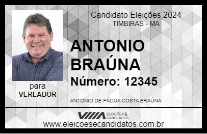 Candidato BRAÚNA 2024 - TIMBIRAS - Eleições