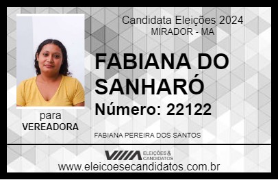 Candidato FABIANA DO SANHARÓ 2024 - MIRADOR - Eleições